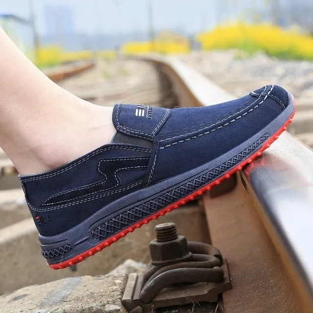 Summer Old Cloth Men's Shoes. Casual, Breathable, Washed Denim, Canvas Shoes. Slip On