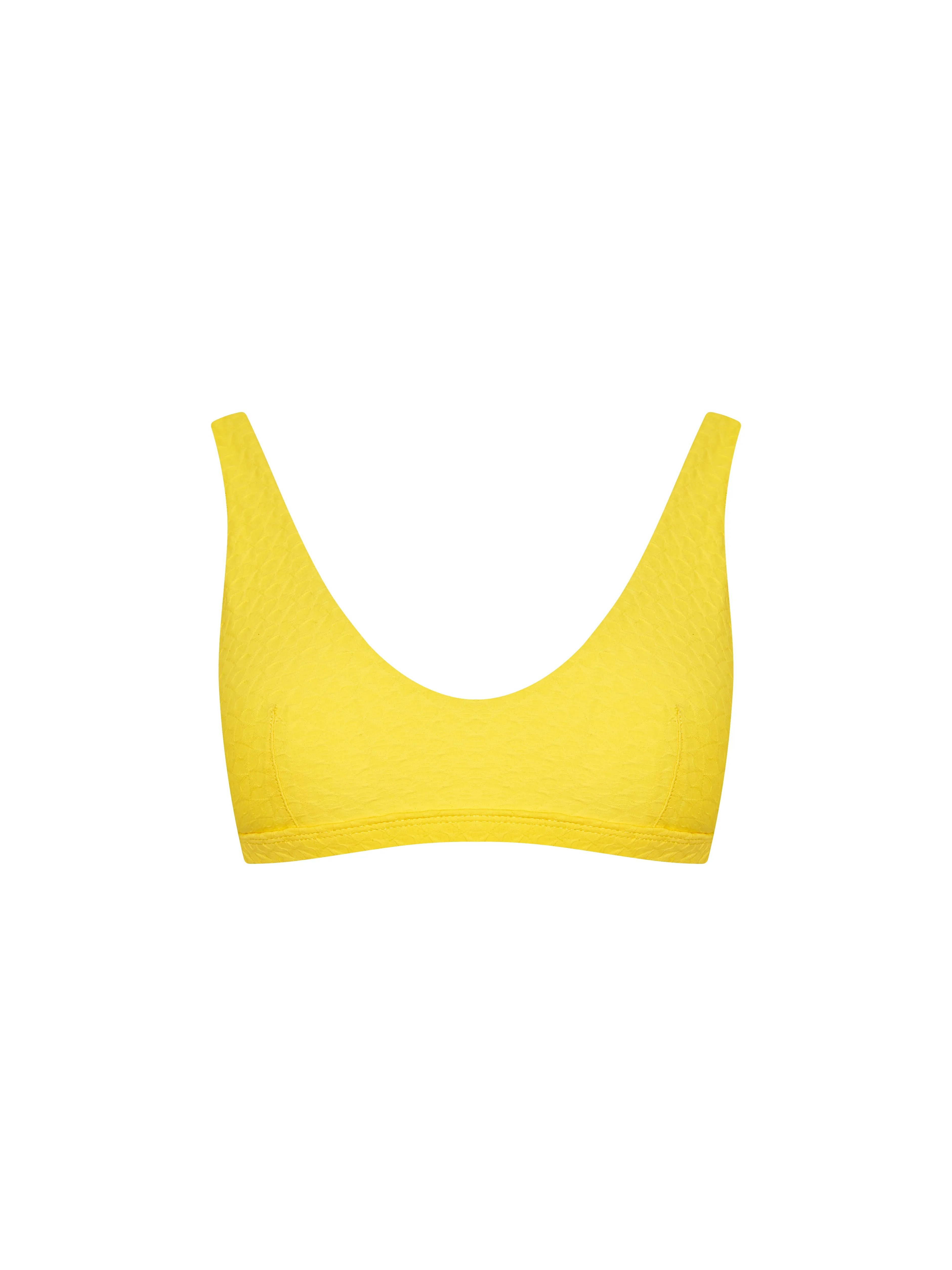 The Plunge Crop Bra - Lemon (Embossed)