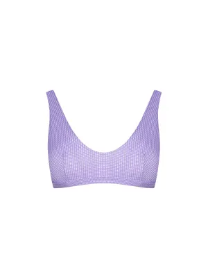 The Plunge Crop Bra - Violet (Microcheck)