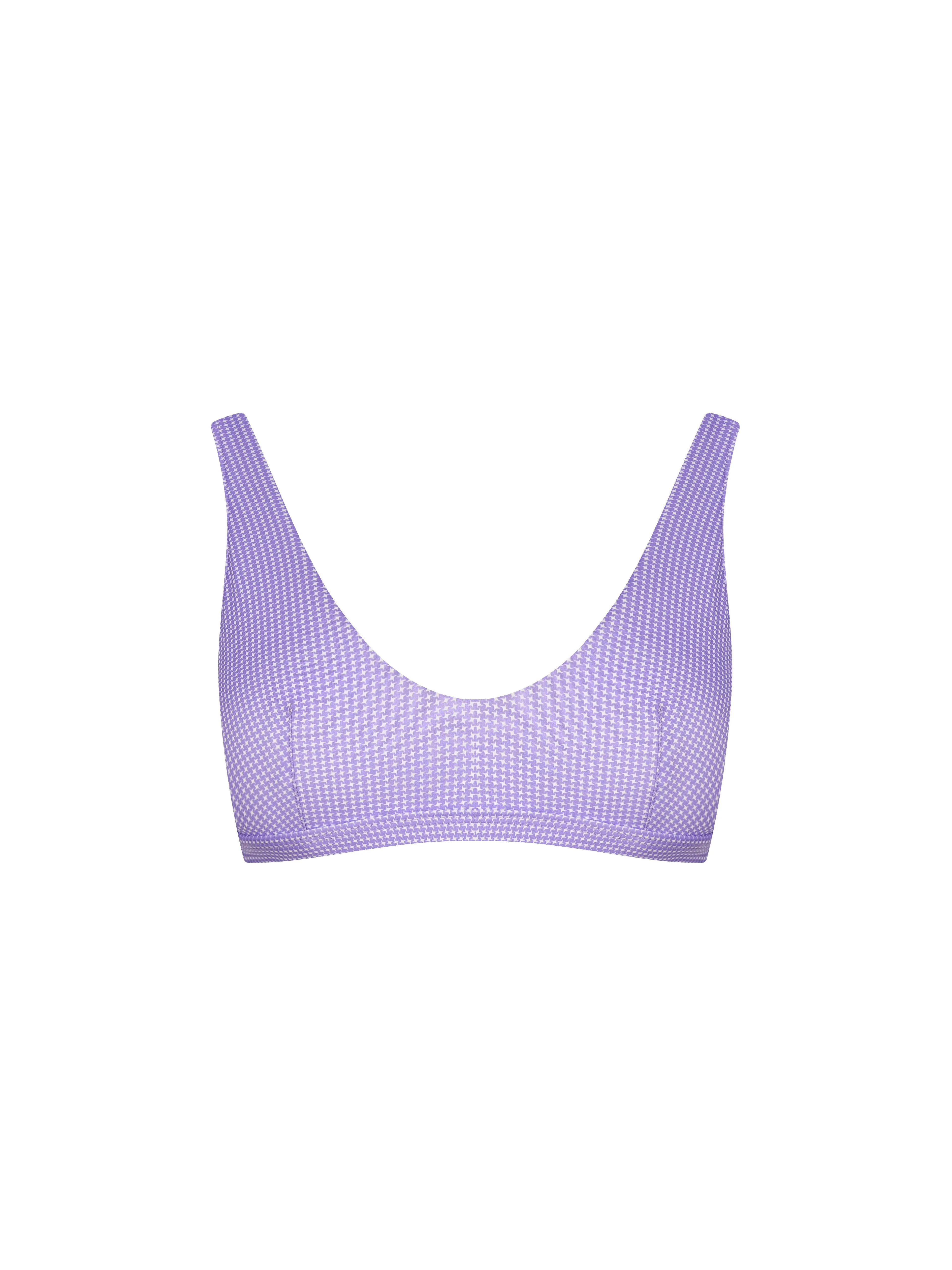 The Plunge Crop Bra - Violet (Microcheck)