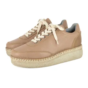 Vuyani : Ladies Leather Platform Espadrille Sneaker in Timber Cayak & Beige Spirit