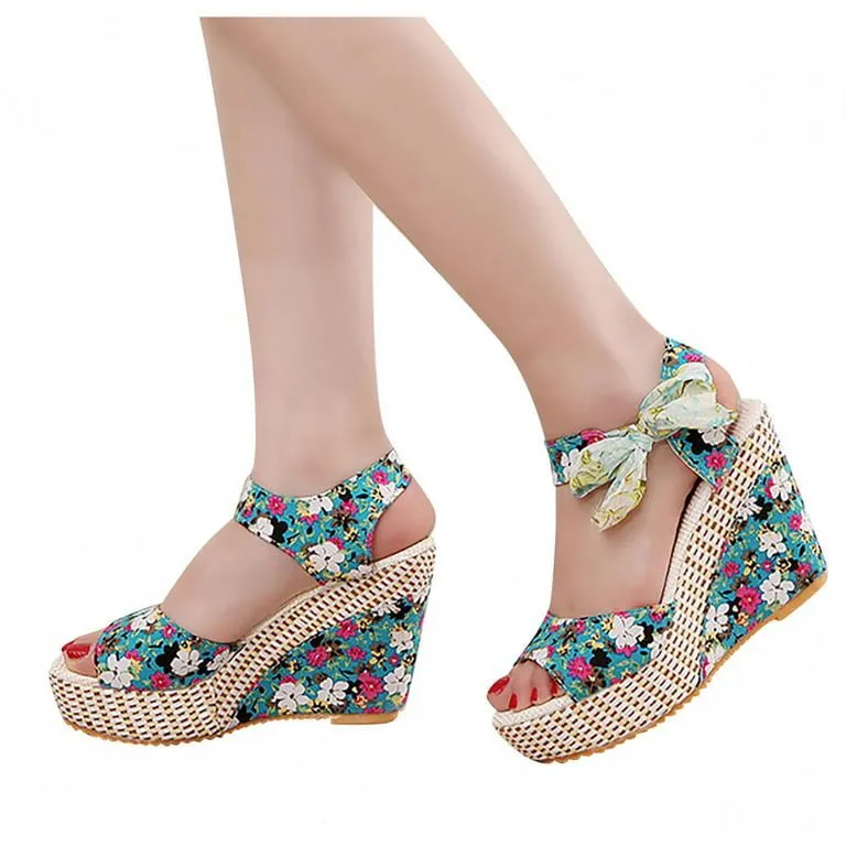 Wedge Lace Laces Floral Pattern High Heels S3365441