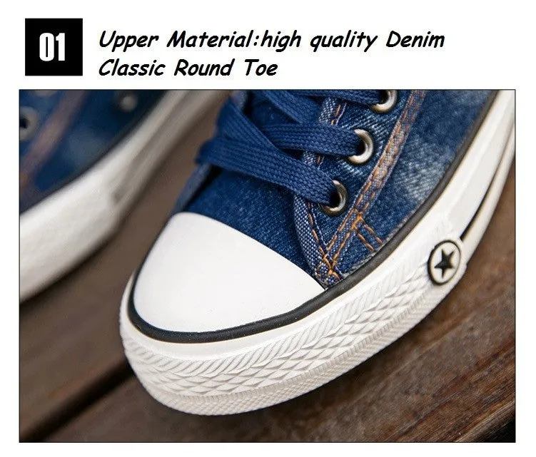 Women Denim Casual Lace Up Canvas Shoes