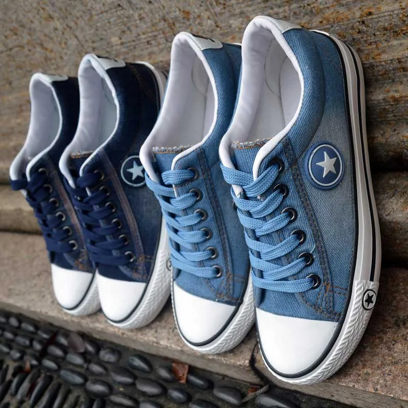 Women Denim Casual Lace Up Canvas Shoes