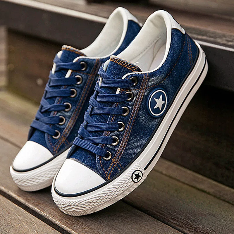 Women Denim Casual Lace Up Canvas Shoes