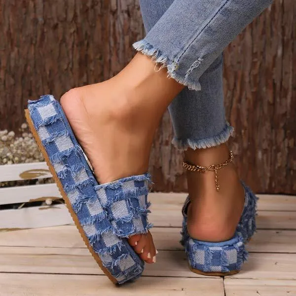 Women's Denim Platform Slippers 40699817C