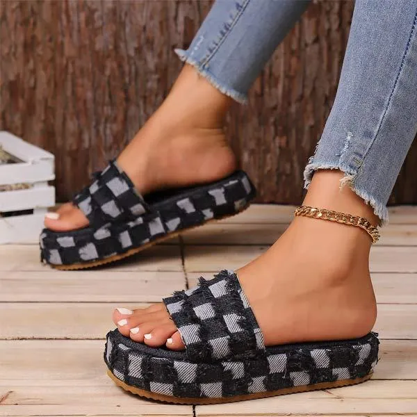 Women's Denim Platform Slippers 40699817C