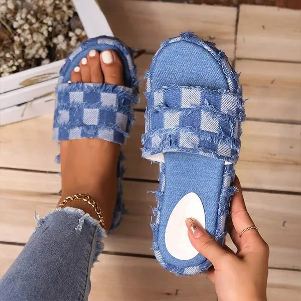 Women's Denim Platform Slippers 40699817C