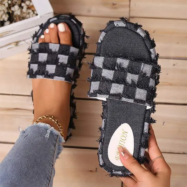 Women's Denim Platform Slippers 40699817C