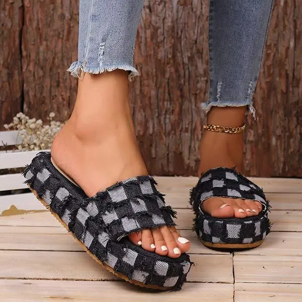 Women's Denim Platform Slippers 40699817C