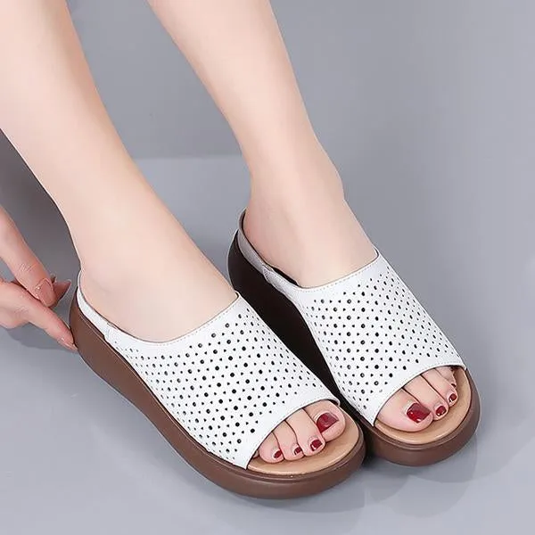 Women's Fashion Fish Mouth Hollow Platform Slippers 53631434C