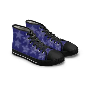 Women's High Top Canvas Sneakers - Blue With Stars