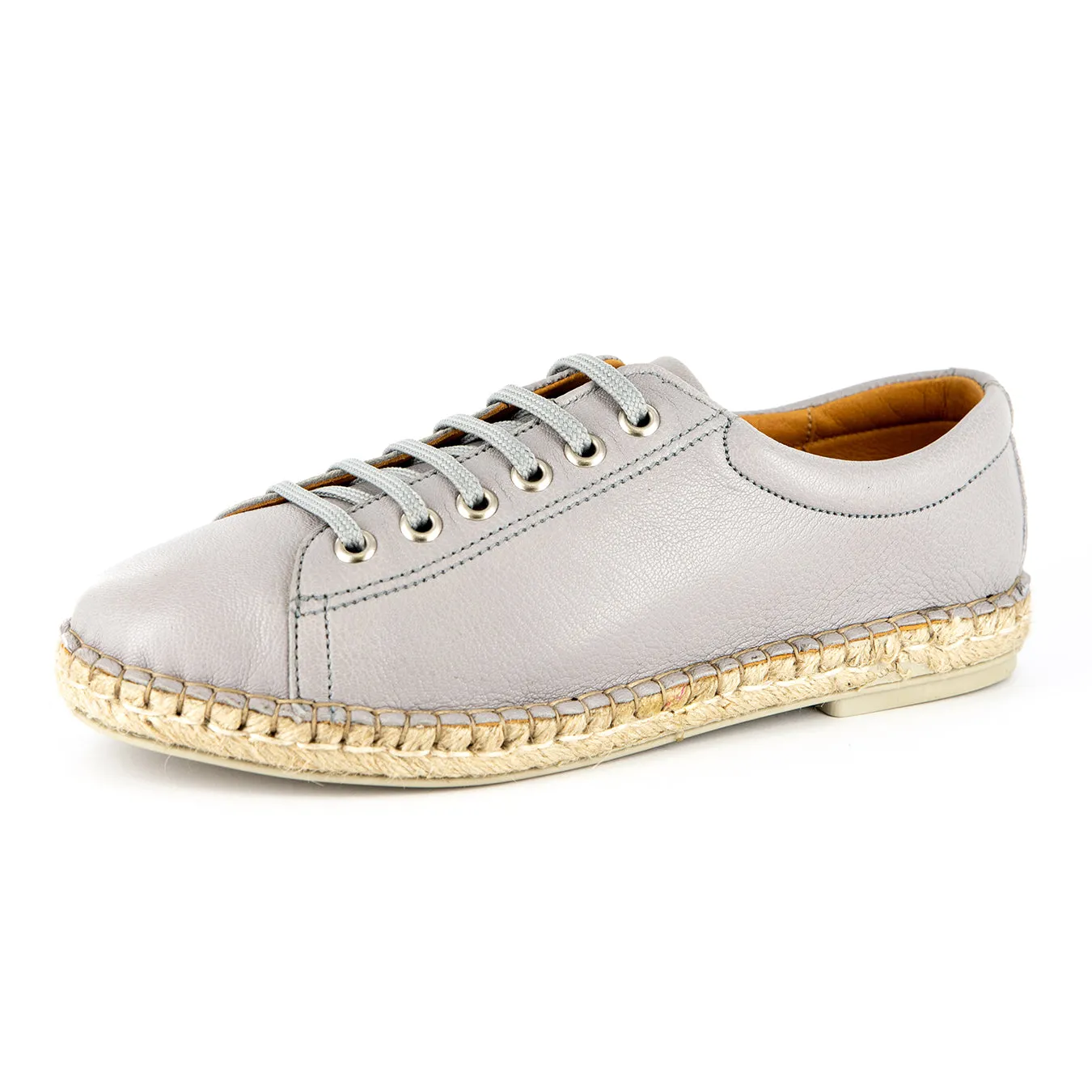 Yebo : Ladies Leather Espadrille Sneaker in Quarry Cayak