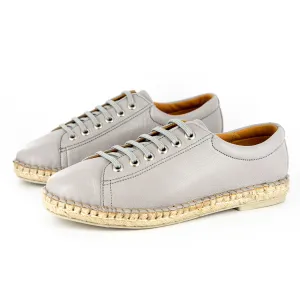 Yebo : Ladies Leather Espadrille Sneaker in Quarry Cayak