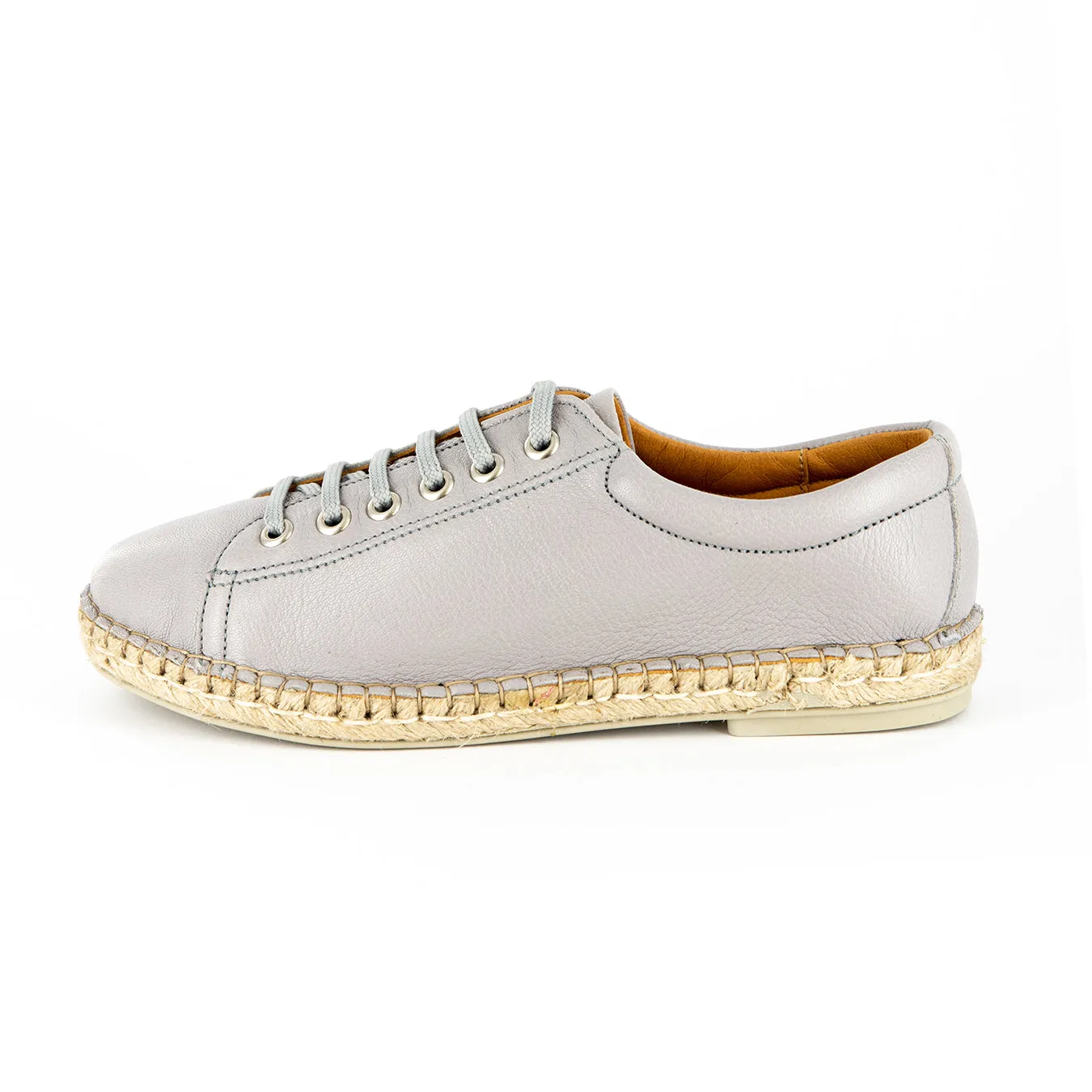 Yebo : Ladies Leather Espadrille Sneaker in Quarry Cayak